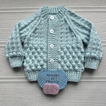 Delma Baby cardigan knitting pattern 0-9/12mths approx
