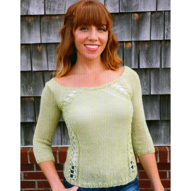 Plymouth Yarn 3106 Women's Lace Raglan Pullover Knitting