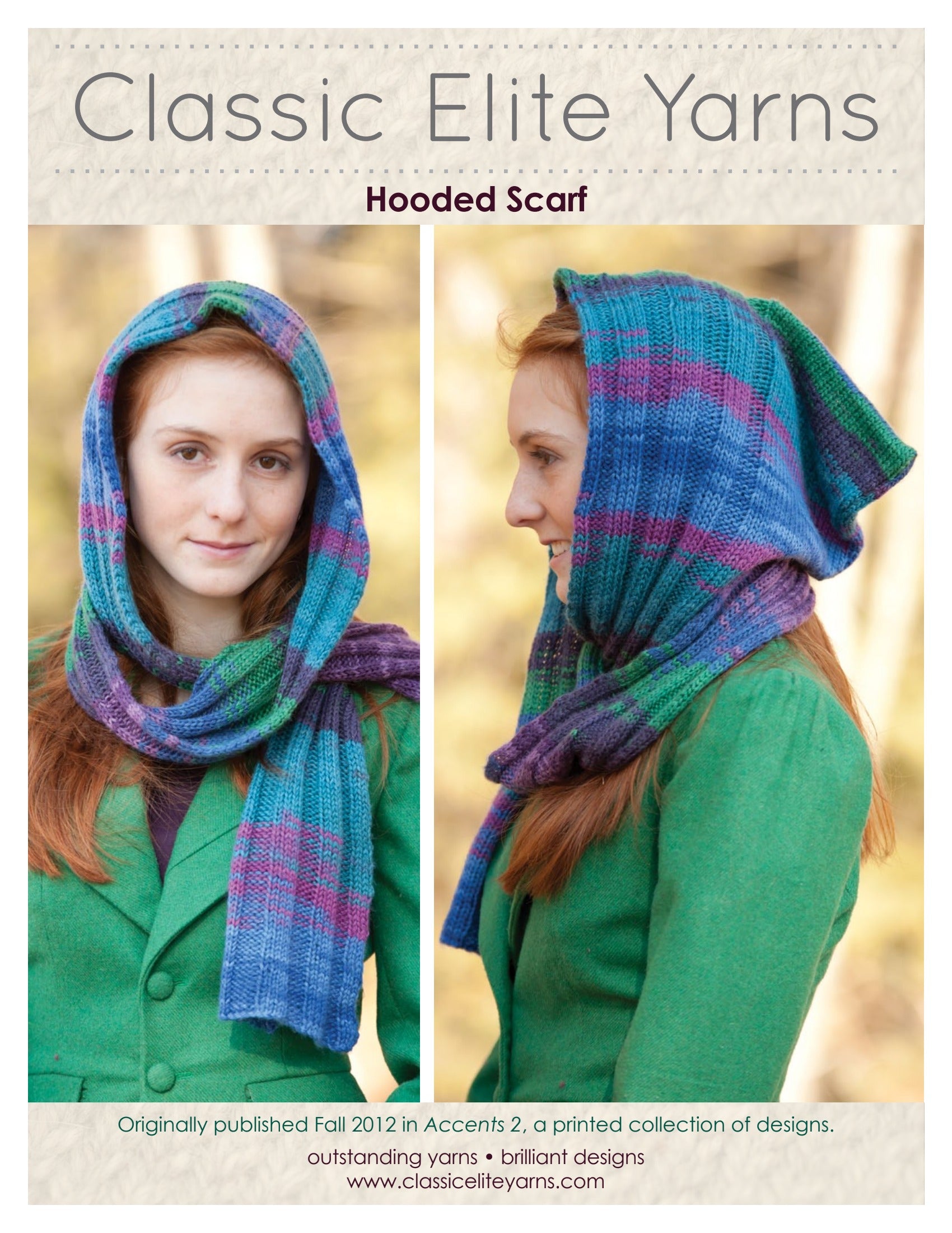 Classic Elite Yarns Hooded Scarf Knitting Pattern