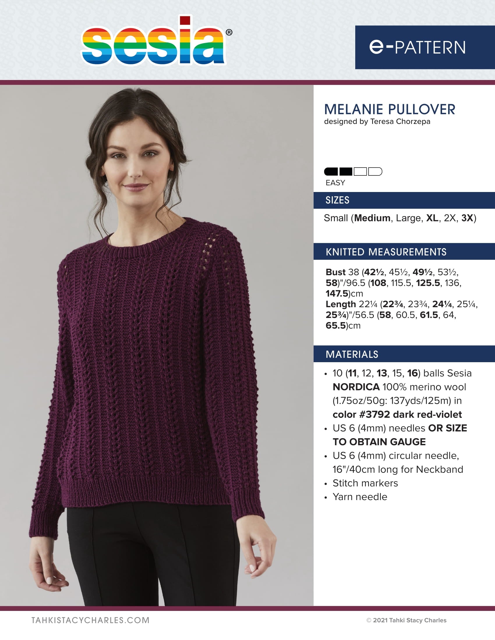 Sesia Melanie Pullover Jumper Knitting Pattern