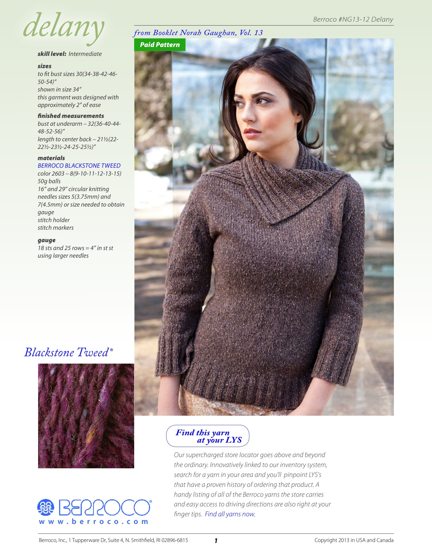 Berroco Delany Jumper Knitting Pattern