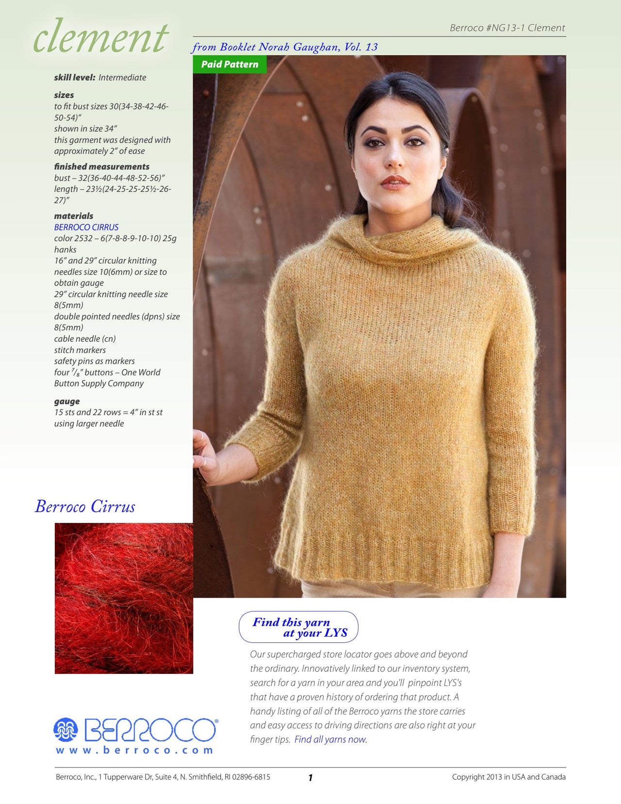 Berroco Clement Jumper Knitting Pattern