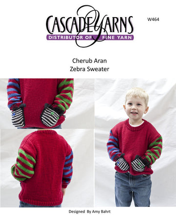 Zebra Pullover in Cascade Cherub Aran - W464 - Free PDF