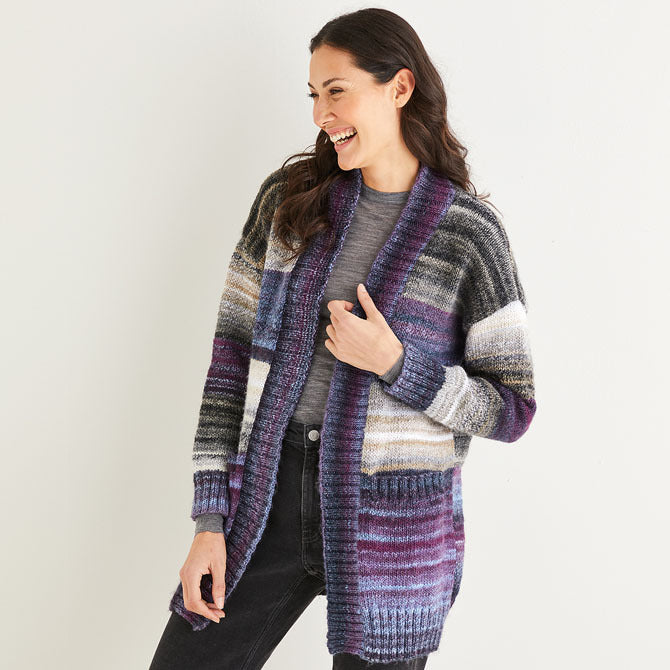Sirdar Wide Rib Longline Cardigan Knitting Pattern