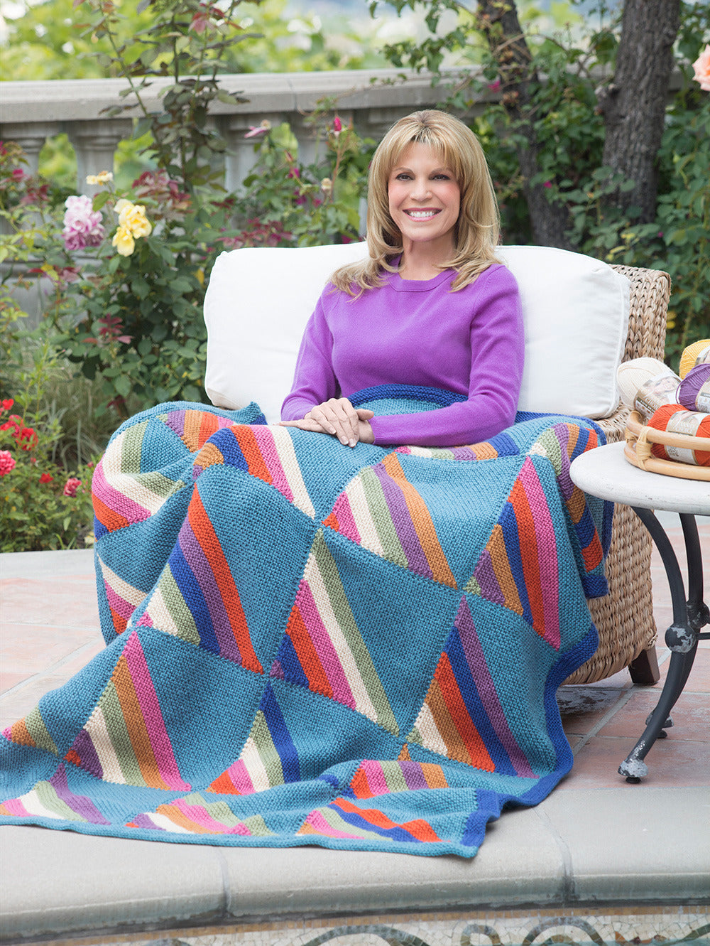 Diagonal Squares Afghan Blanket Knitting Pattern