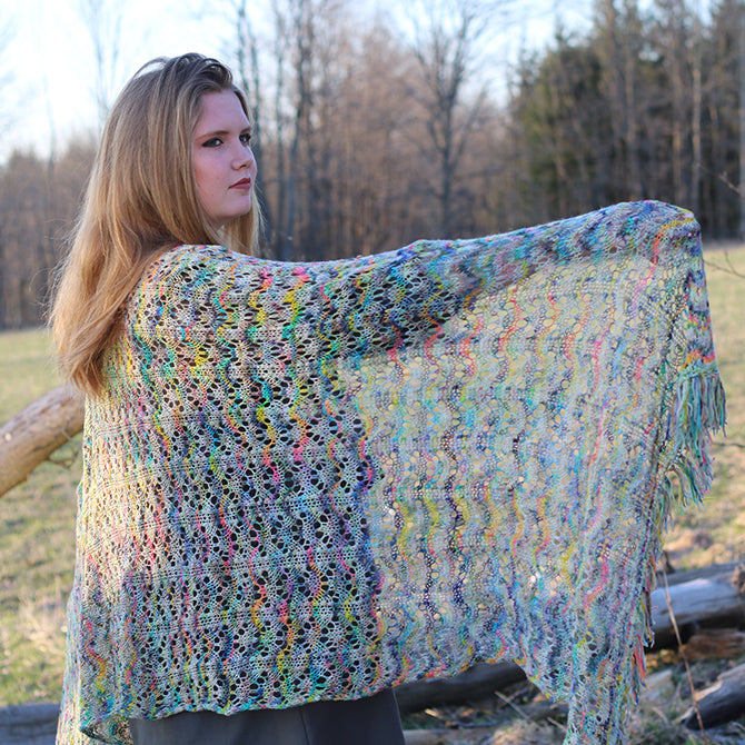 Koigu Jollie Waves Wrap Knitting Pattern