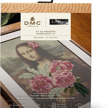 Inspired by Mona Lisa & Peony Branches, Leonardo Da Vinci & P.J Redouté, Le Louvre, Embroidery Kit