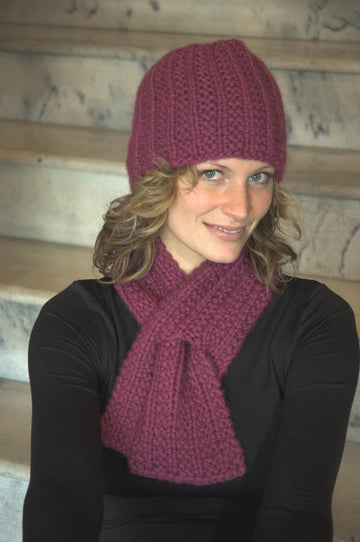 Keyhole Scarf and Hat Set in Plymouth Yarn De Aire - 2117 - PDF