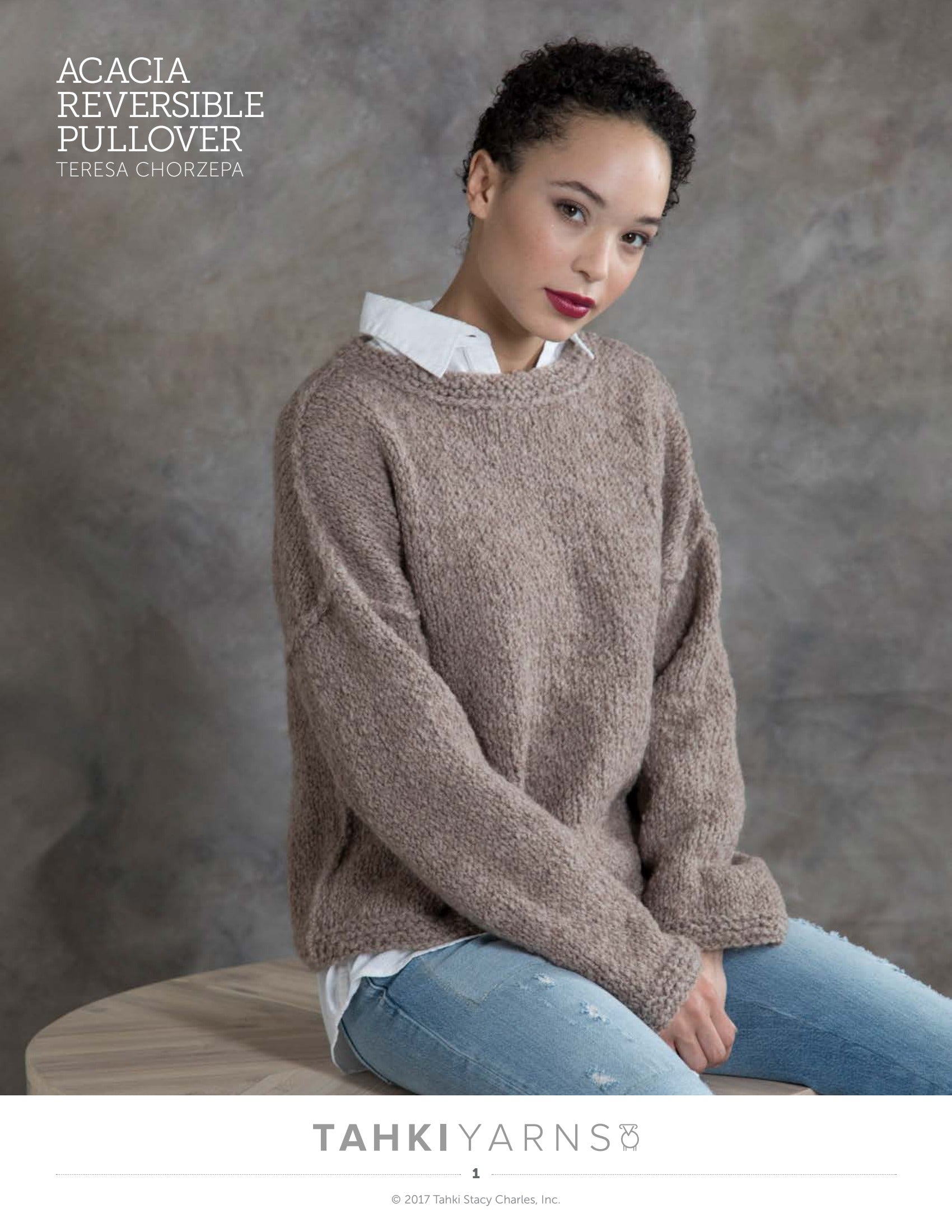 Tahki Yarns Acacia Reversible Pullover Knitting Pattern