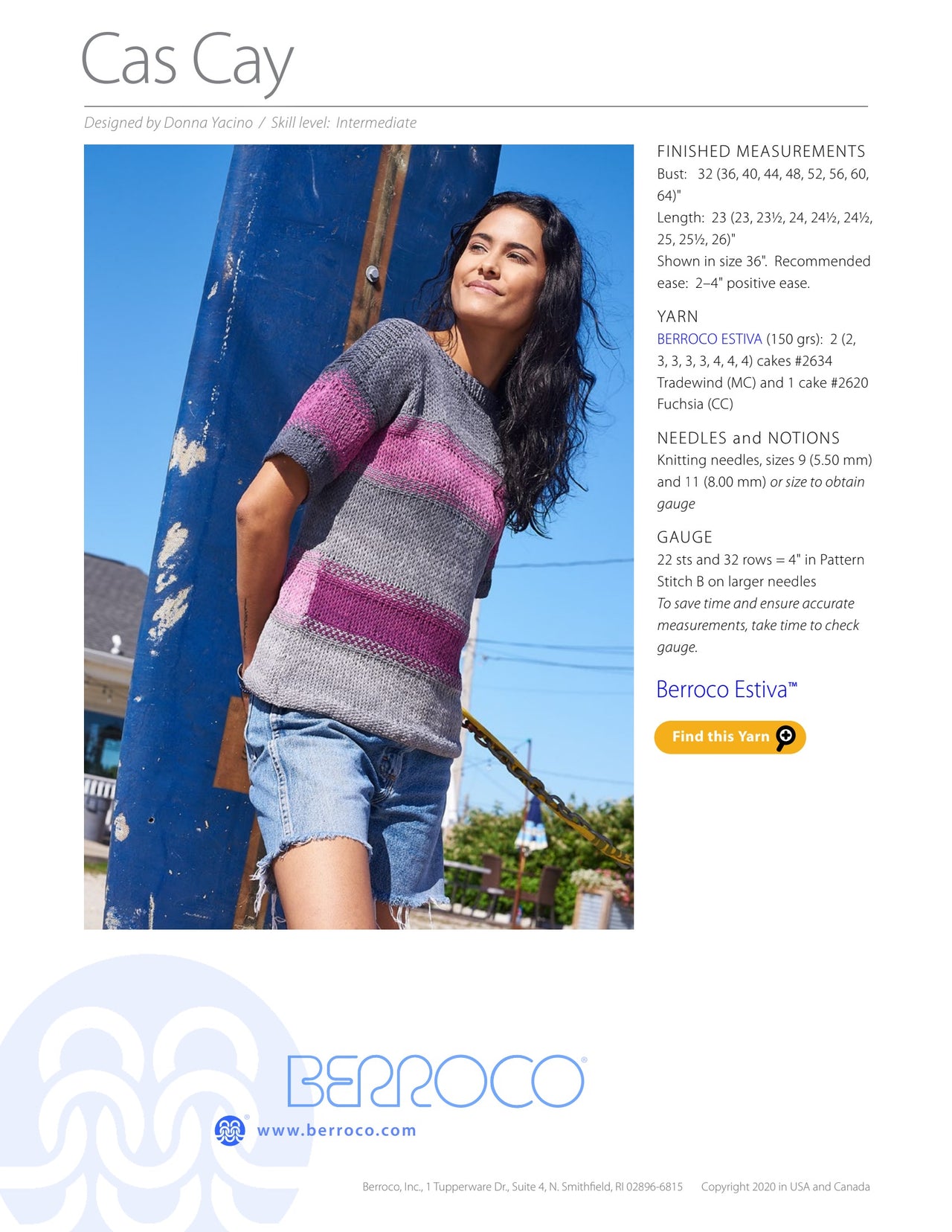 Berroco Cas Cay Jumper Knitting Pattern