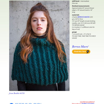 Berroco Rini Cape Knitting Pattern