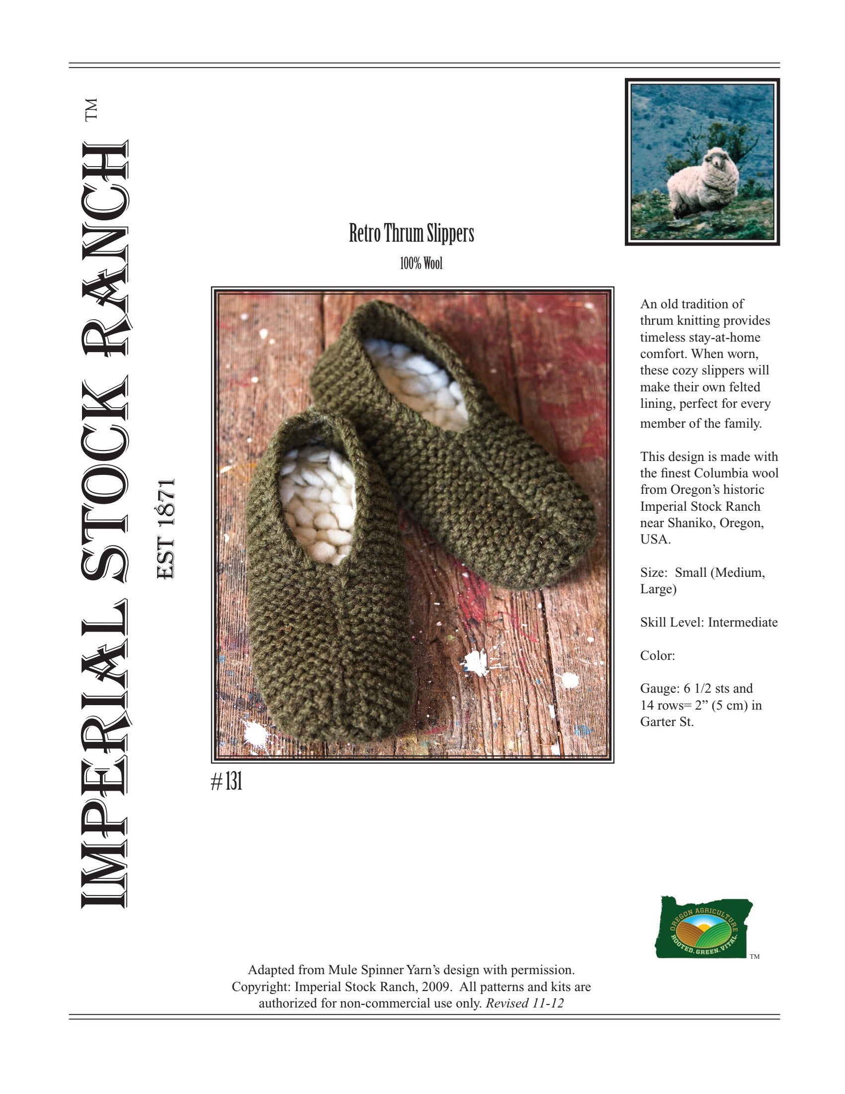 Imperial Yarn Retro Thrum Slippers Booties Knitting Pattern
