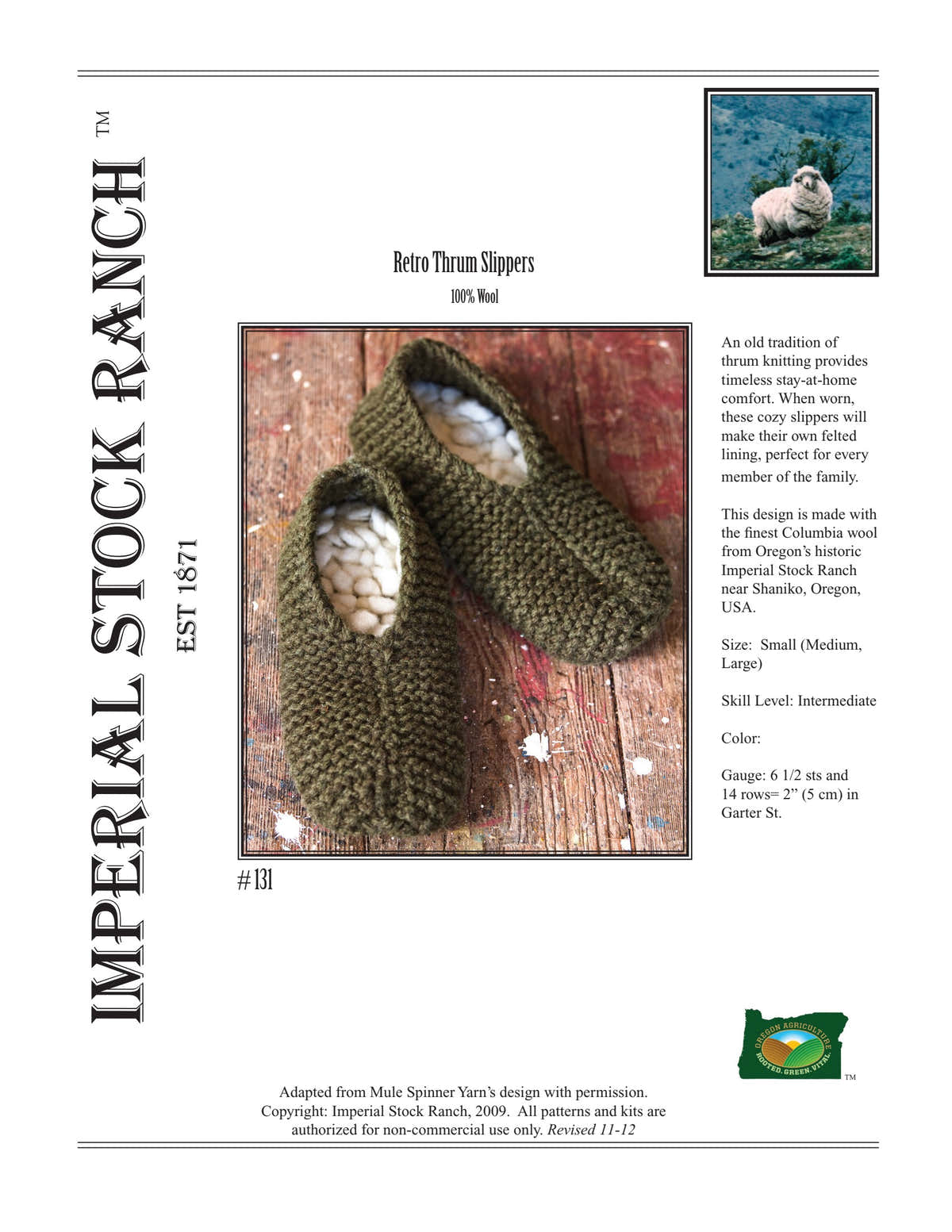 Imperial Yarn Retro Thrum Slippers Booties Knitting Pattern