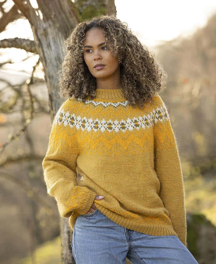 Jonstøl Sweater in Yellow Viking Garn Viking Wool