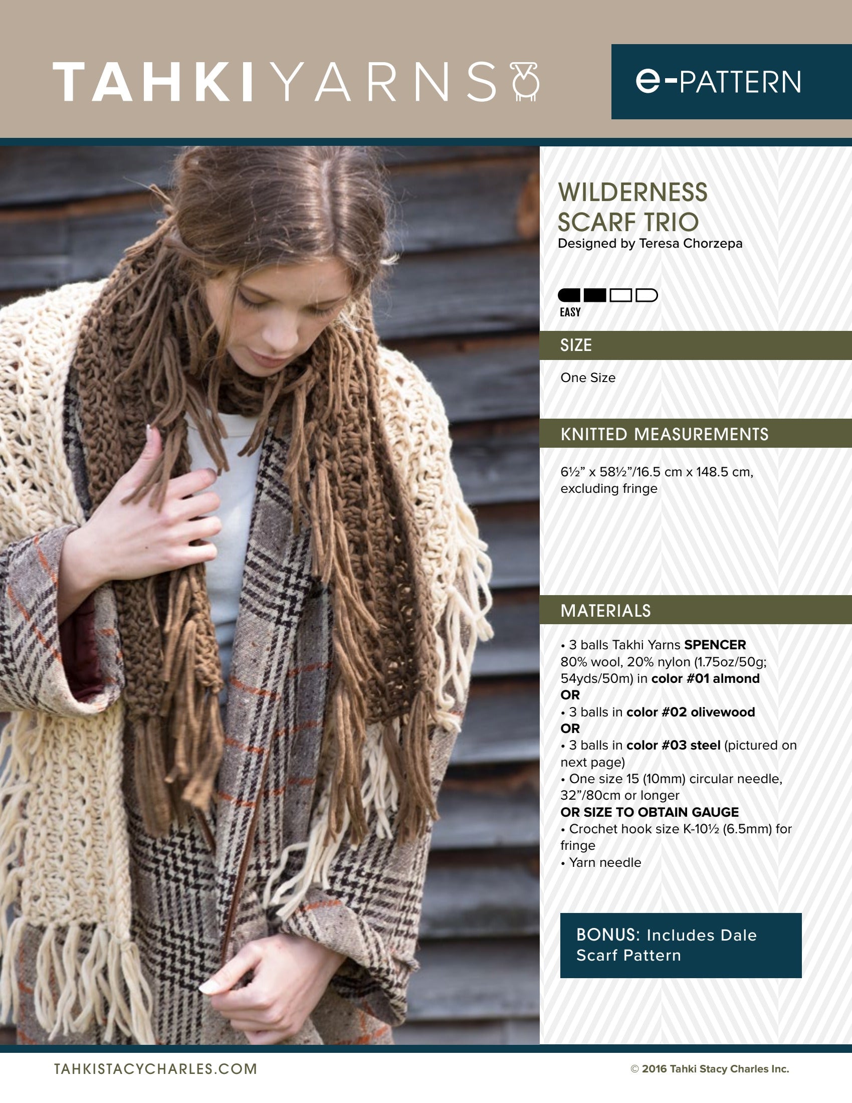 Tahki Yarns Wilderness Scarf Trio Knitting Pattern