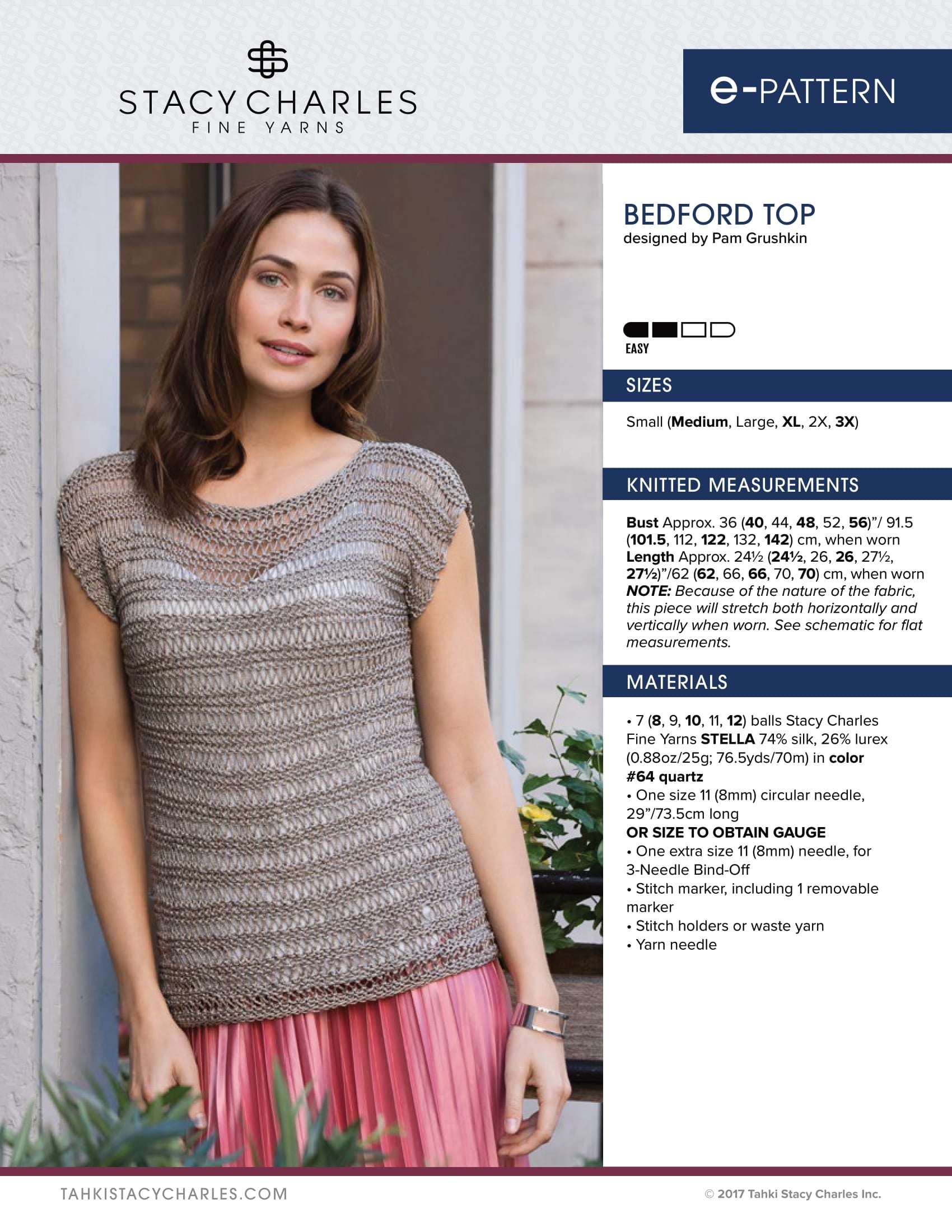 Stacy Charles Fine Yarns Bedford Top Jumper Knitting Pattern