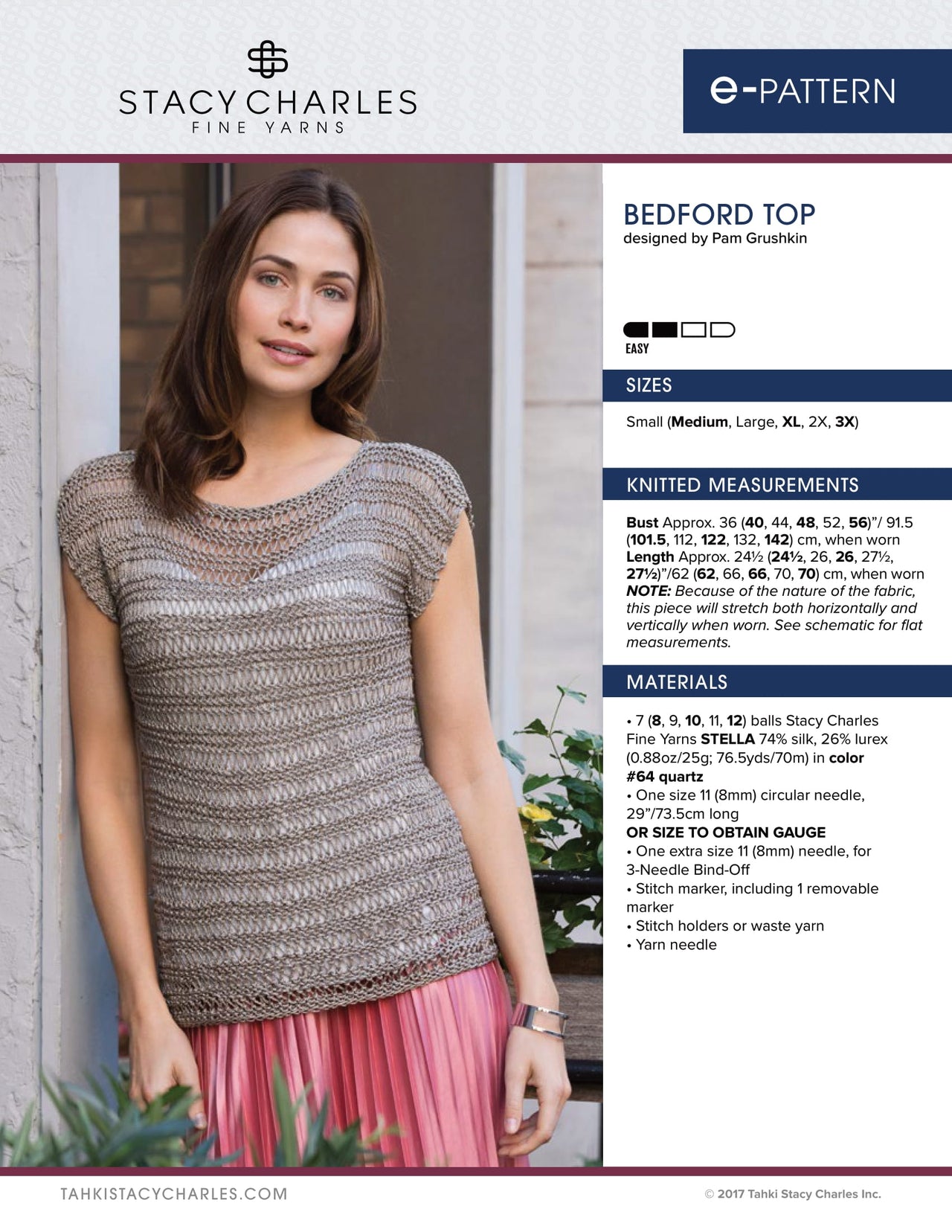 Stacy Charles Fine Yarns Bedford Top Jumper Knitting Pattern