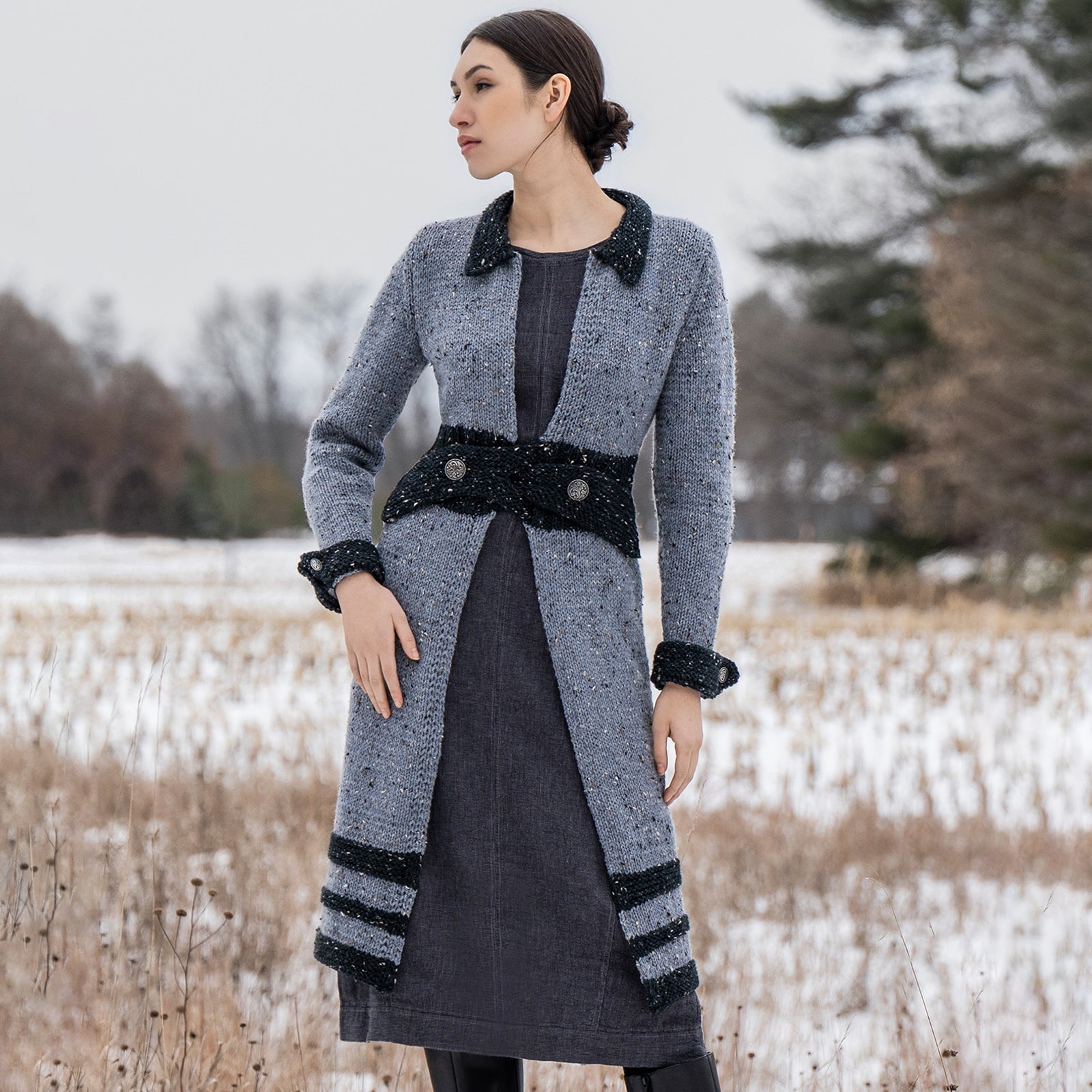 Blue Sky Fibers Aberdeen Coat Cardigan Knitting Pattern