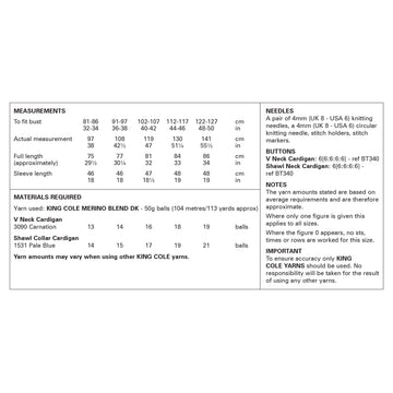 Cardigans in King Cole Merino Blend DK - 6367 - Leaflet