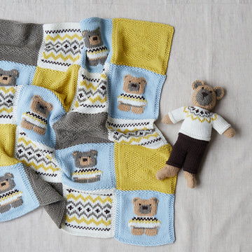 Debbie Bliss Eddie Teddy Blanket & Bear Knitting Pattern