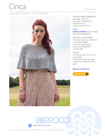Berroco Cinca Cape Knitting Pattern