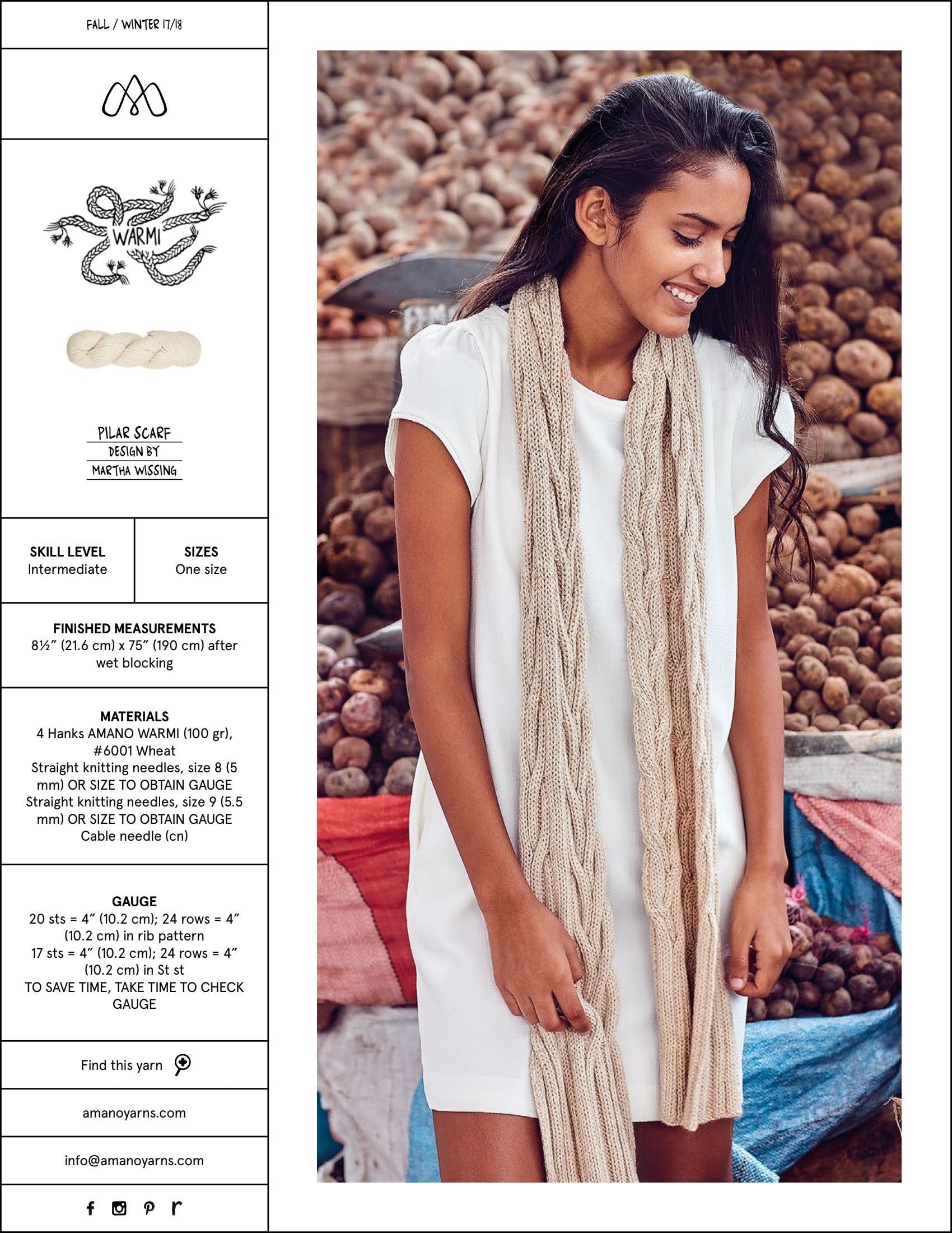 AMANO Pilar Scarf Knitting Pattern