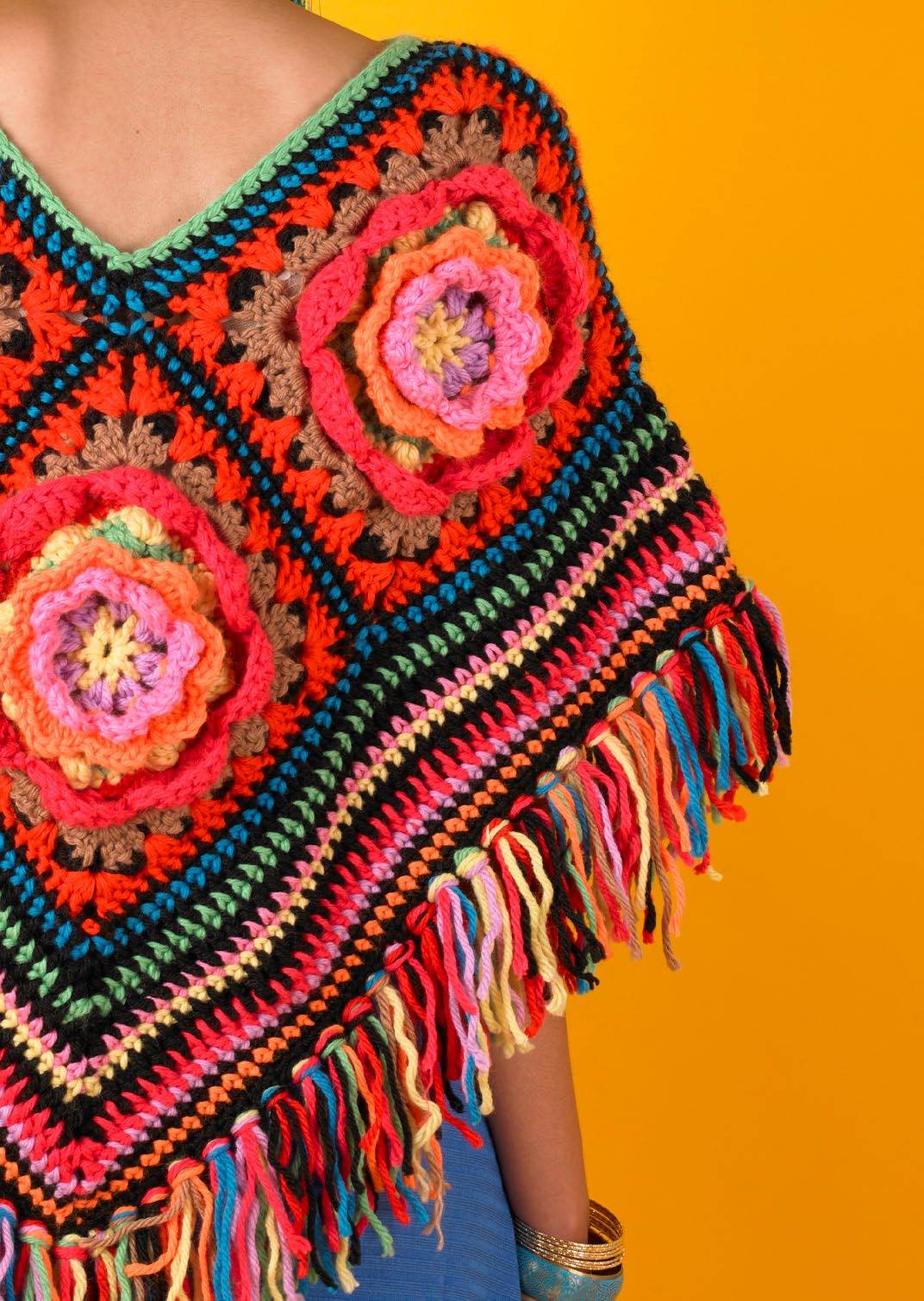 Paintbox Yarns Flower Patch Poncho Crochet Pattern
