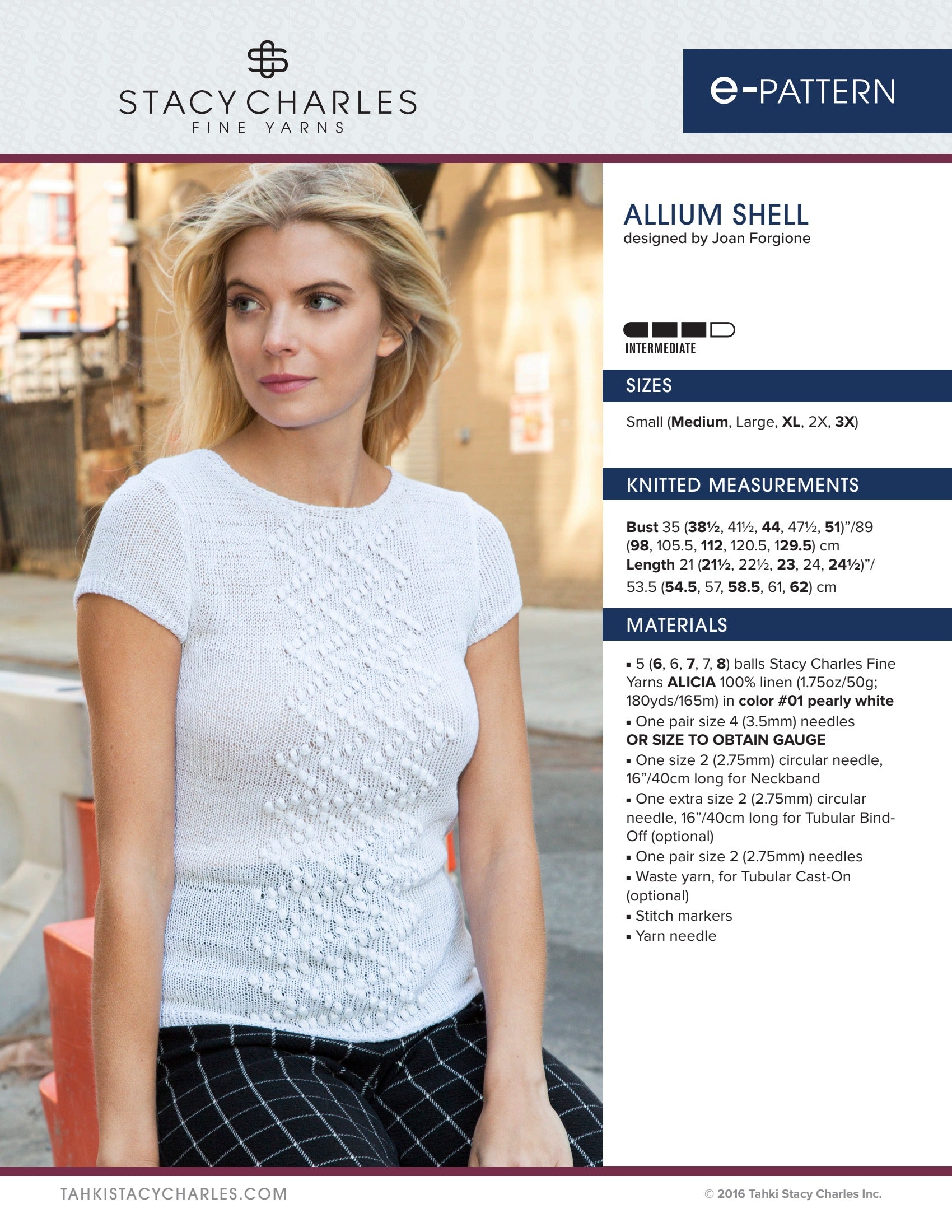 Stacy Charles Fine Yarns Allium Shell Knitting Pattern