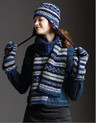 Tahki Yarns Fair Isle Scarf, Hat & Mittens Knitting Pattern