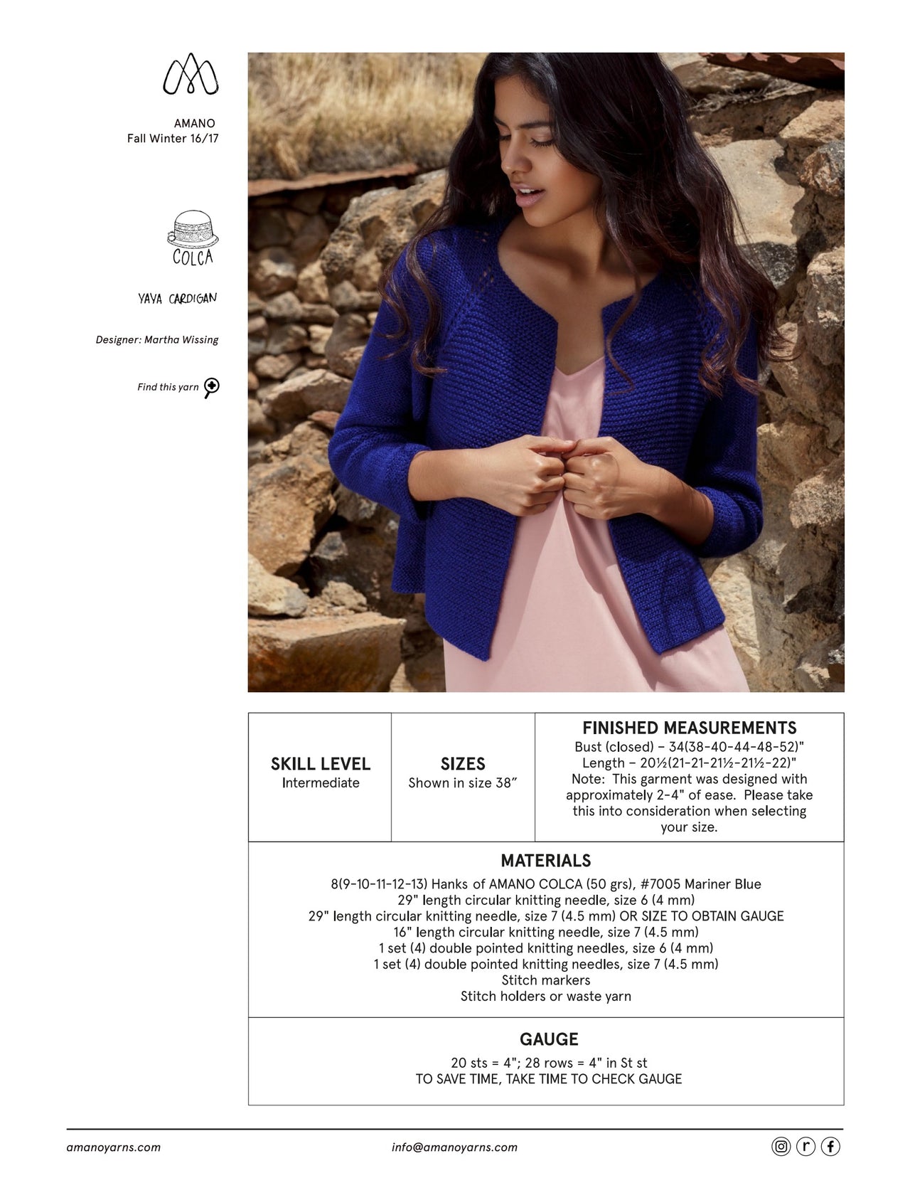 AMANO Yaya Cardigan Knitting Pattern
