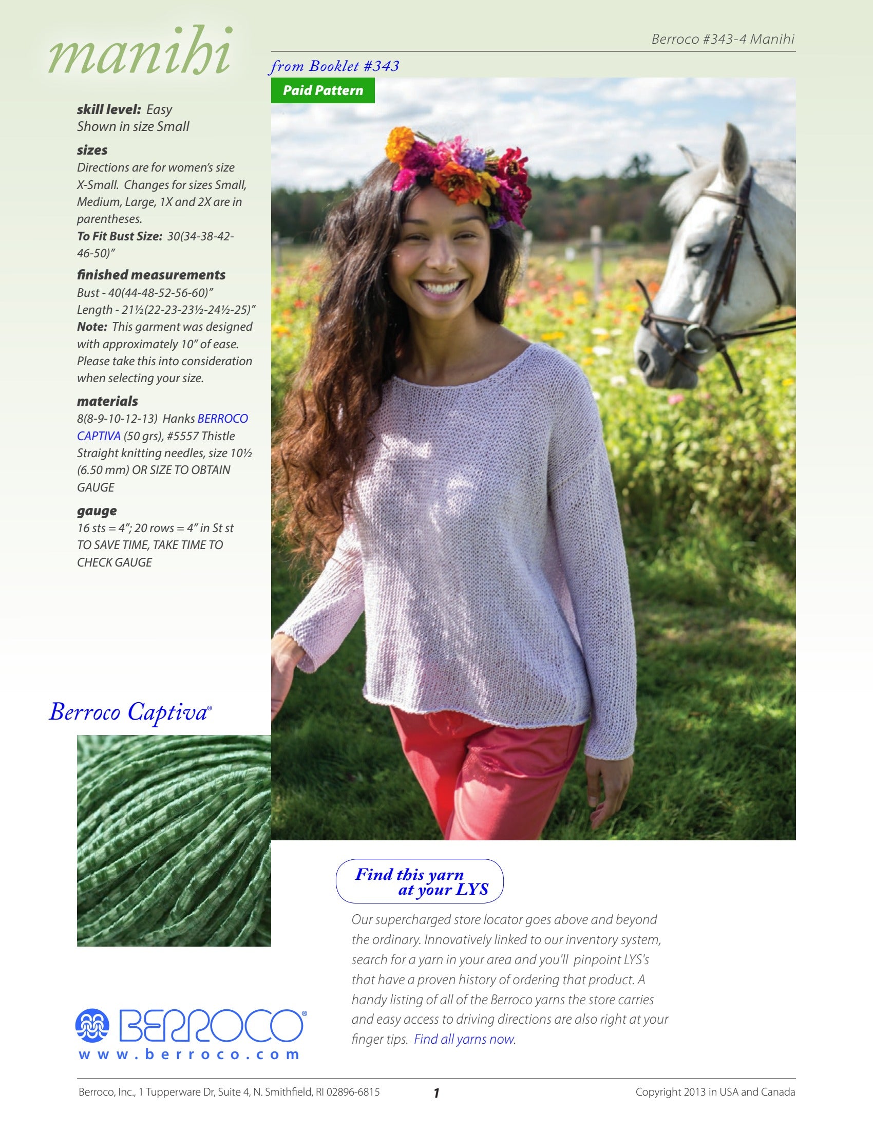 Berroco Manihi Jumper Knitting Pattern