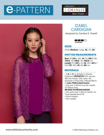 Stacy Charles Fine Yarns Izabel Cardigan Knitting Pattern