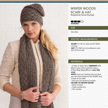 Tahki Yarns Winter Woods Scarf & Hat Knitting Pattern