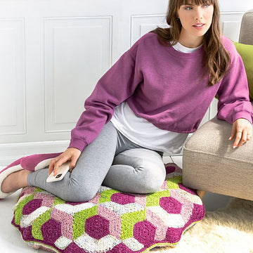Hexagraph Floor Pillow in Noro Silk Garden Solo - 10 - PDF