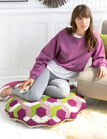 Hexagraph Floor Pillow in Noro Silk Garden Solo - 10 - PDF