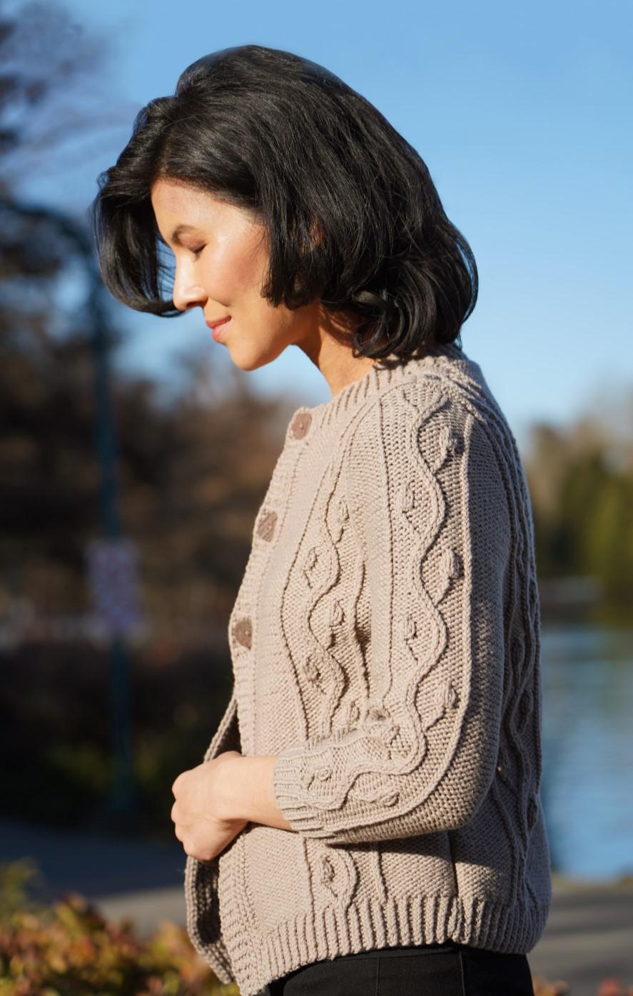 Cascade Yarns W Budded Vine Cardigan Knitting Pattern
