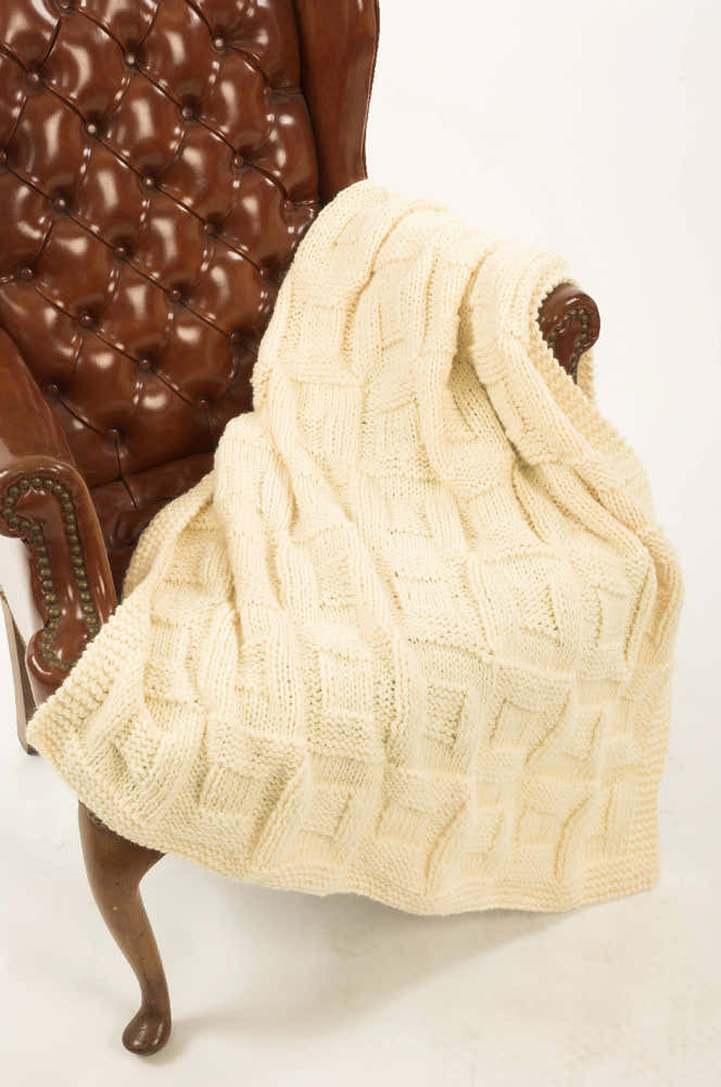 Plymouth Yarn Encore Reversible Afghan Knitting Pattern