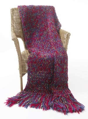 Fireside Jewel -Hour Fast-finish Throw in Lion Brand Homespun