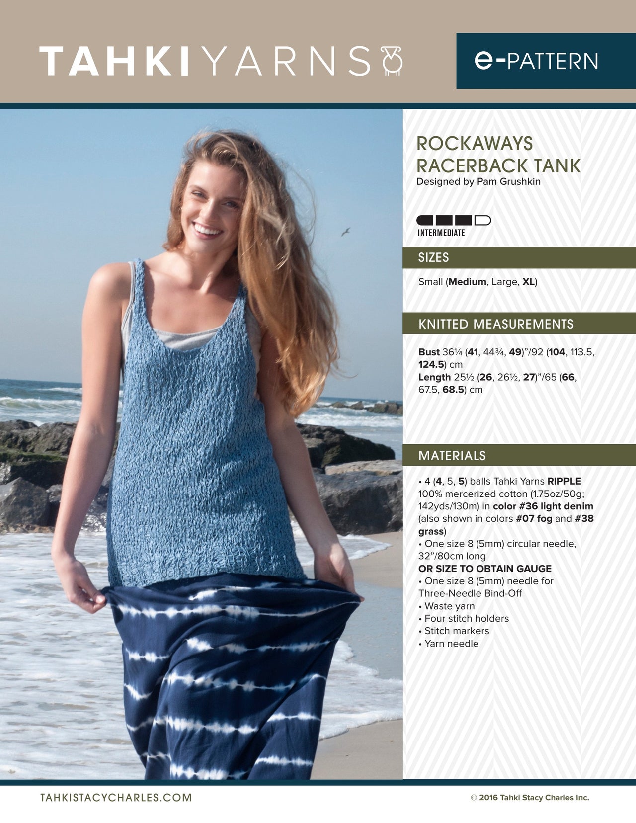Tahki Yarns Rockaways Racerback Tank Knitting Pattern