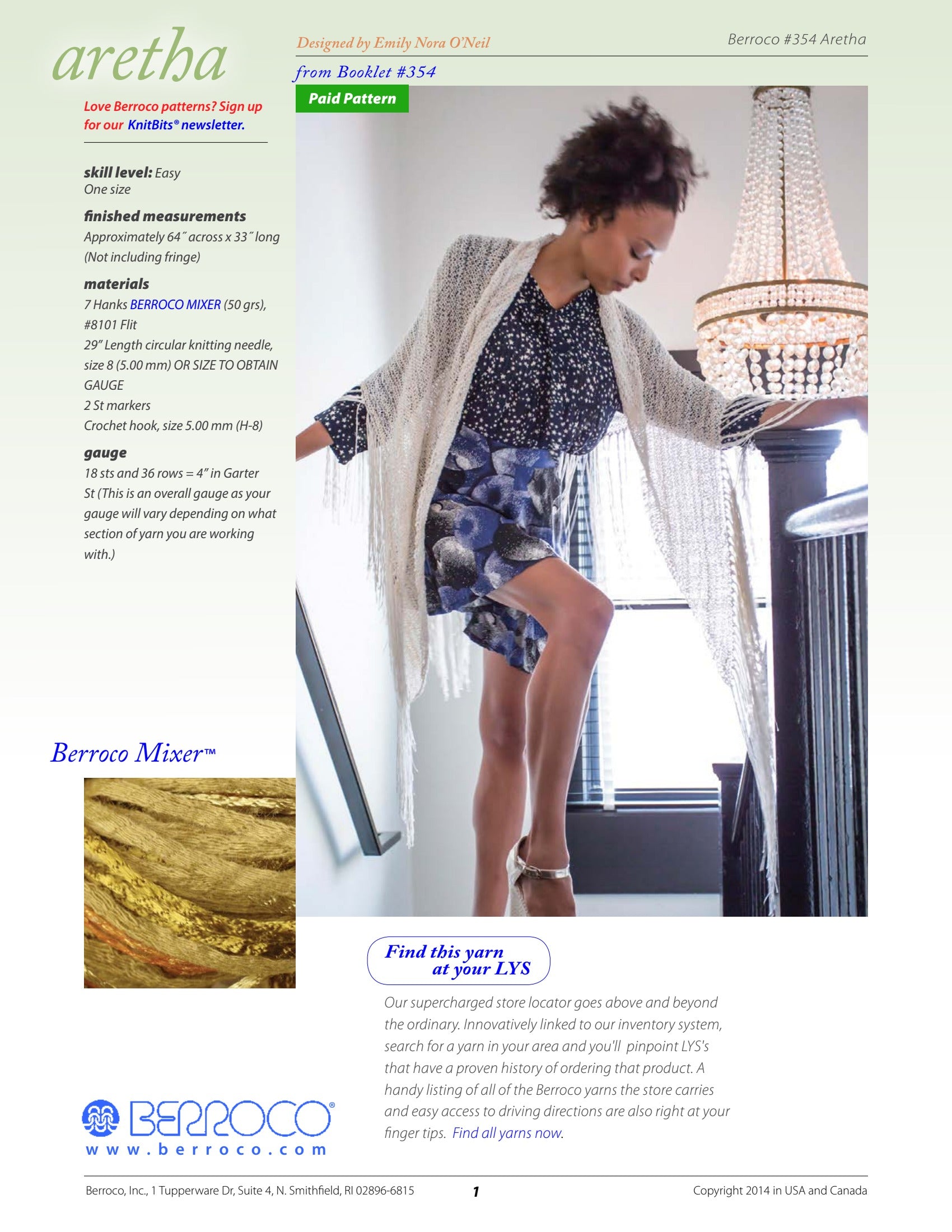 Berroco Aretha Wrap Knitting Pattern