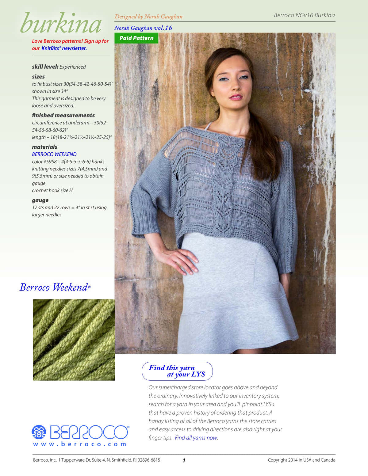Berroco Burkina Jumper Knitting Pattern