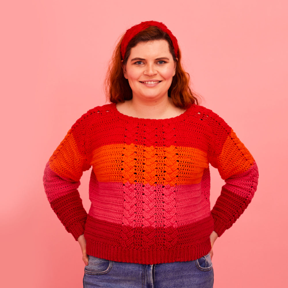 Paintbox Yarns Cheerful Cable Jumper Crochet Pattern
