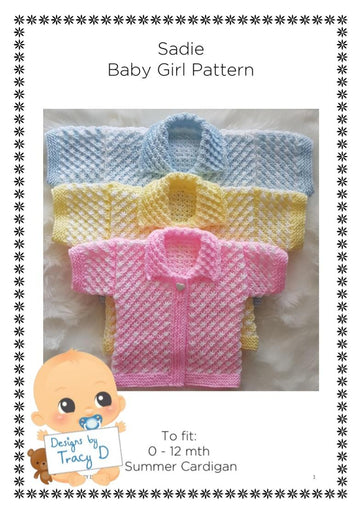 Sadie Baby cardigan with short sleeves 3 sizes 0-12mths