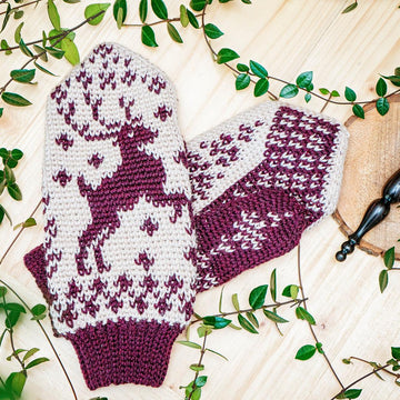 Fair Isle Deer Mittens