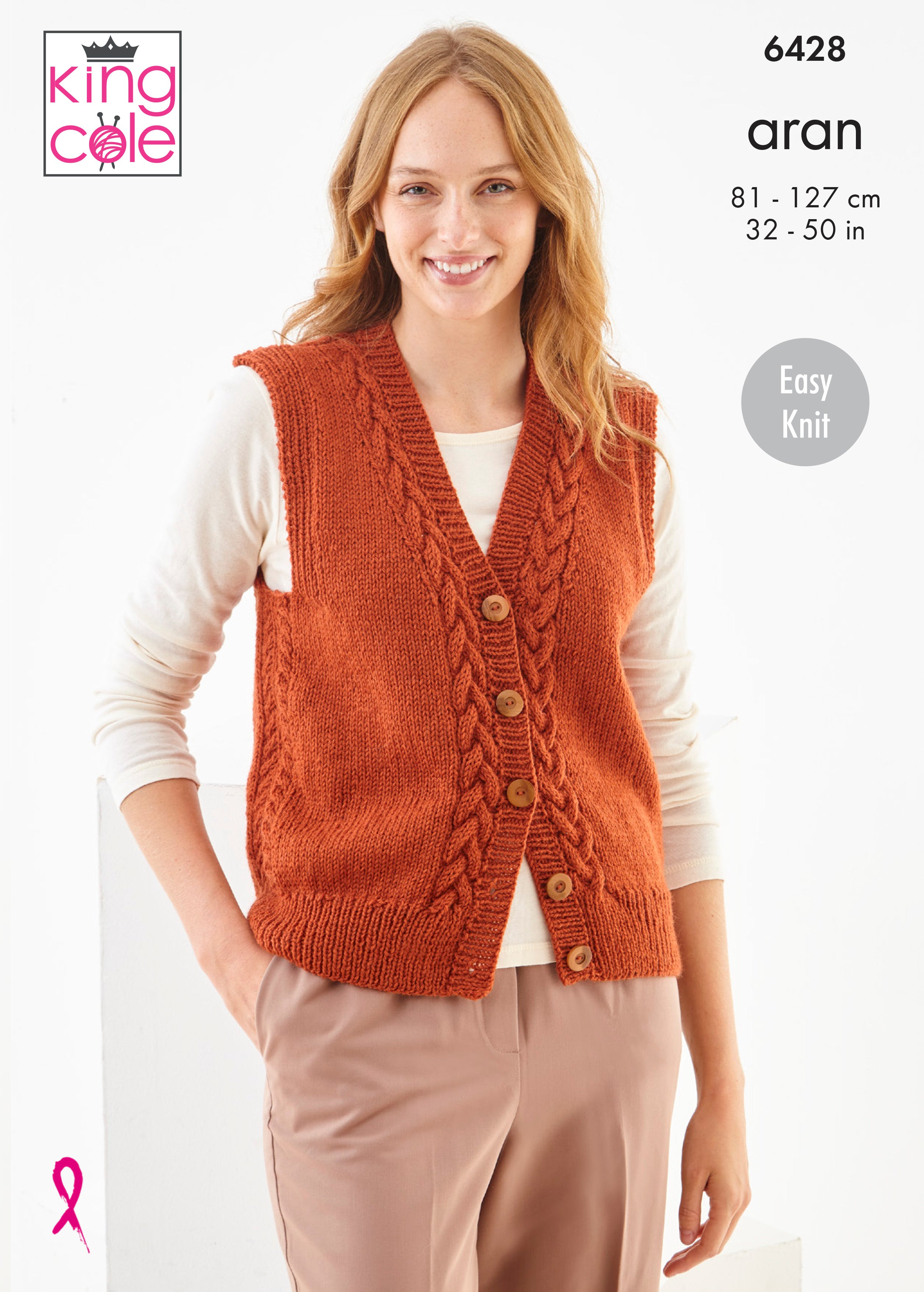 Slipover and Waistcoat in King Cole Wool Aran - 6428 - Leaflet
