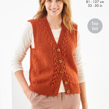 Slipover and Waistcoat in King Cole Wool Aran - 6428 - Leaflet