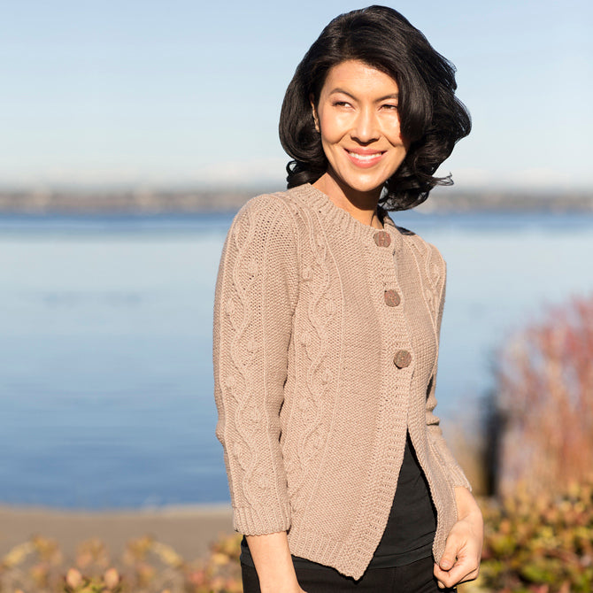 Cascade Yarns W Budded Vine Cardigan Knitting Pattern