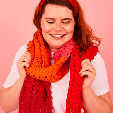 Paintbox Yarns Cheerful Cable Scarf Crochet Pattern