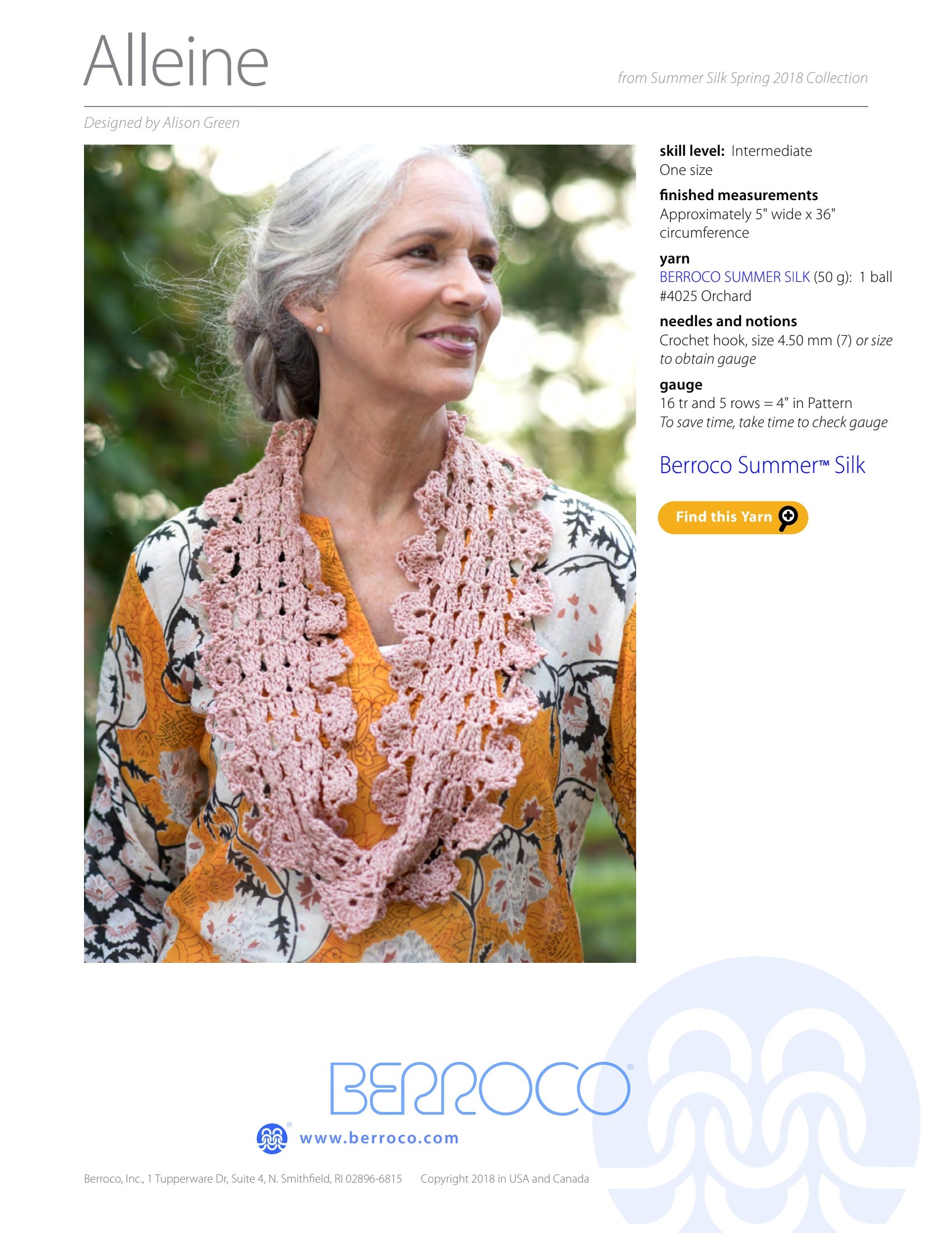 Berroco Alleine Cowl Crochet Pattern