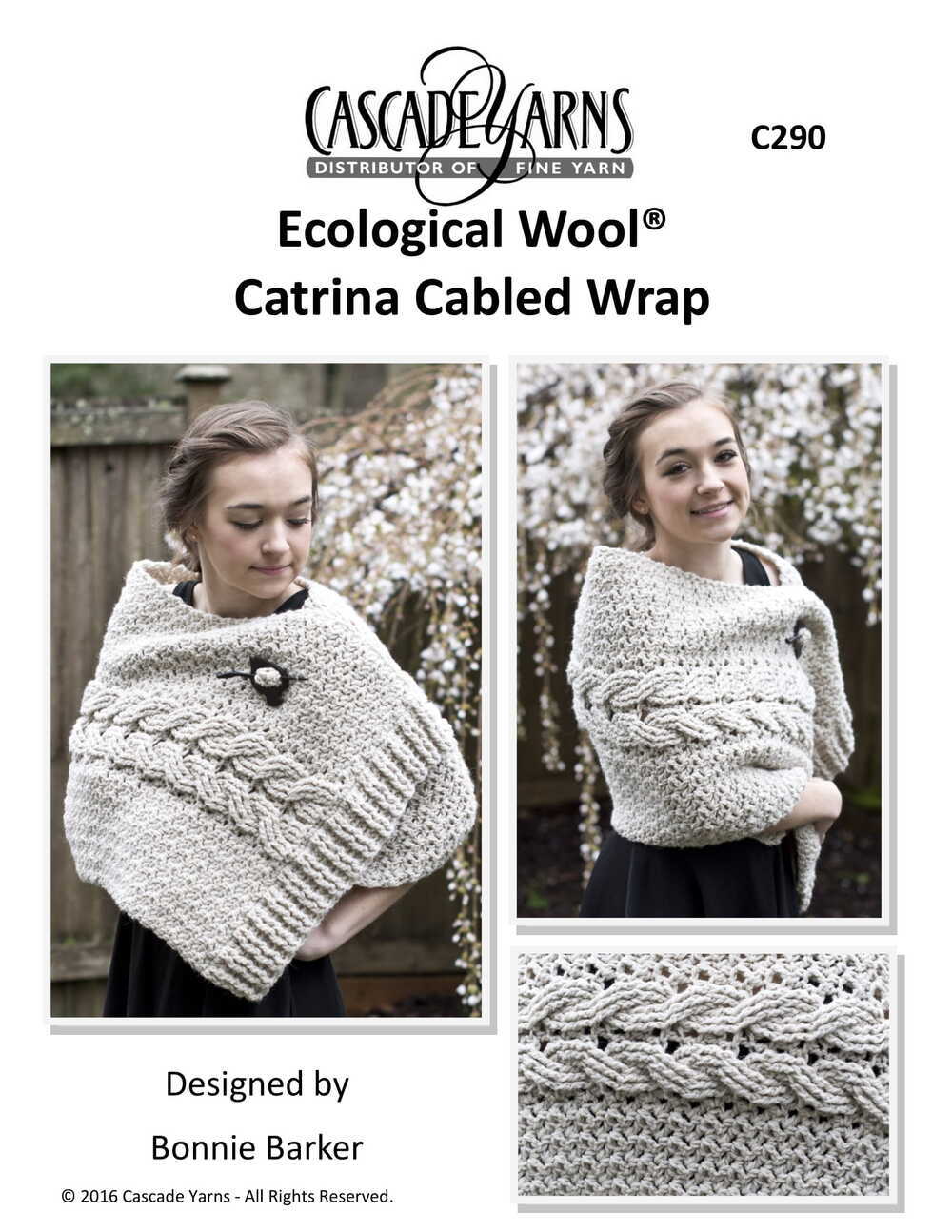 Cascade Yarns C Catrina Cabled Wrap Shawl Crochet Pattern